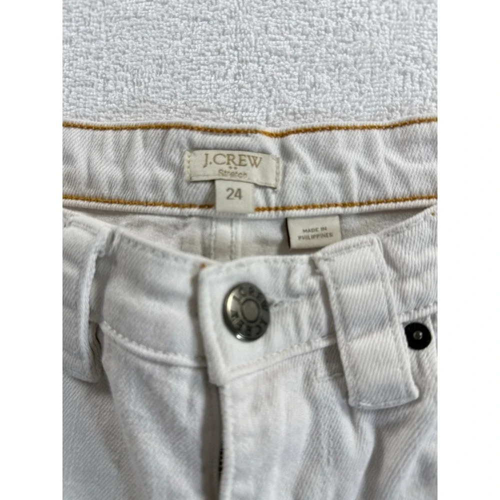 J Crew Mercantile Women's Mid Rise Denim‎ Shorts Size 24 White Frayed Hem